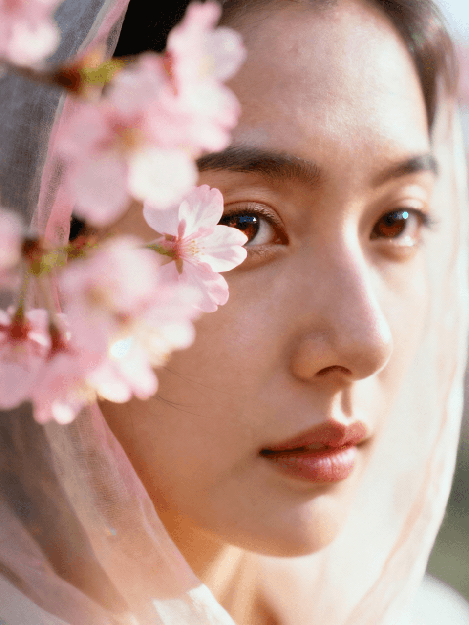 桜に包まれた静寂のまなざし